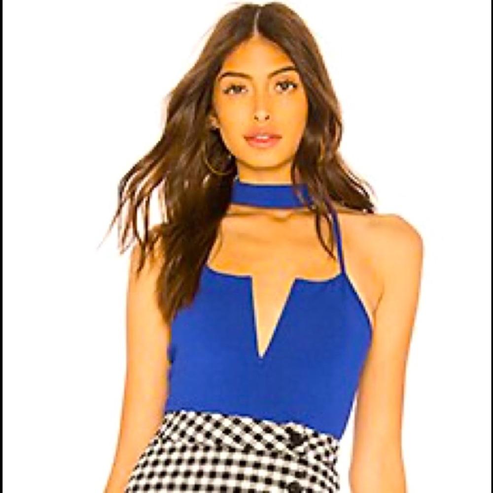 by the way LINDA CHOKER BODYSUIT, Cobalt Blue, Size Small